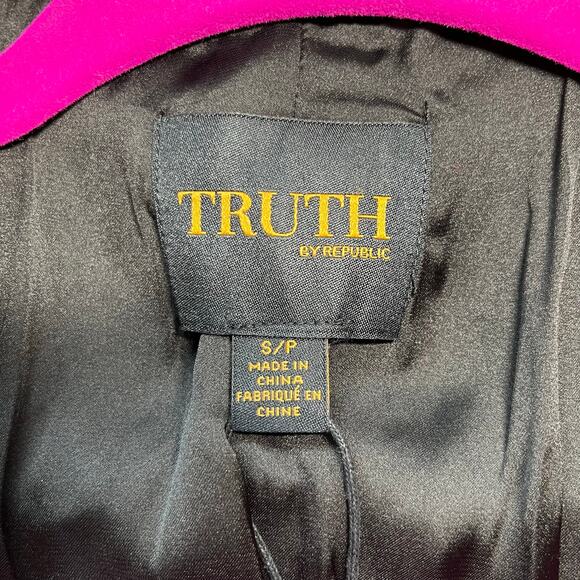 Truth Black Open Front Notch Lapel Ruched Sleeve Blazer NWT Small - Picture 3 of 13